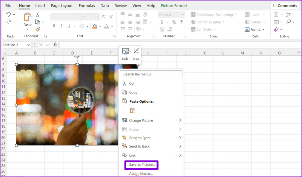 Lưu riêng hình ảnh từ Excel theo cách thủ công