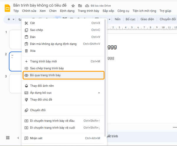 Cách ẩn Slide trên Google Slides cách 1 Cách ẩn Slide trên Google Slides cách 1